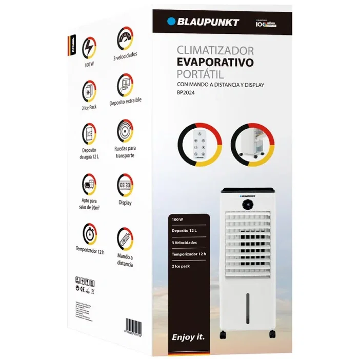 Blaupunkt Climatizador Evaporativo Portátil BP2024 con Depósito de 12L Blaupunkt Climatizador Evaporativo Portátil BP2024 con Depósito de 12L